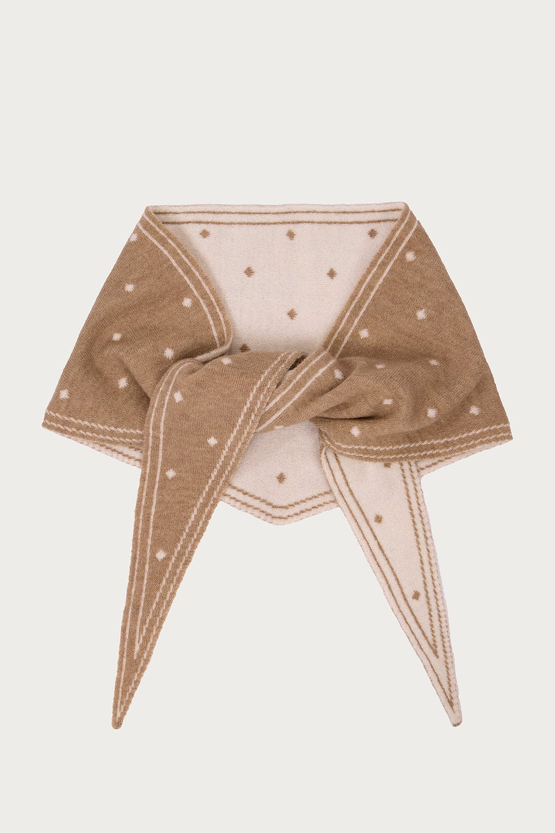 Polka Dot Triangle Scarf - BEIGE