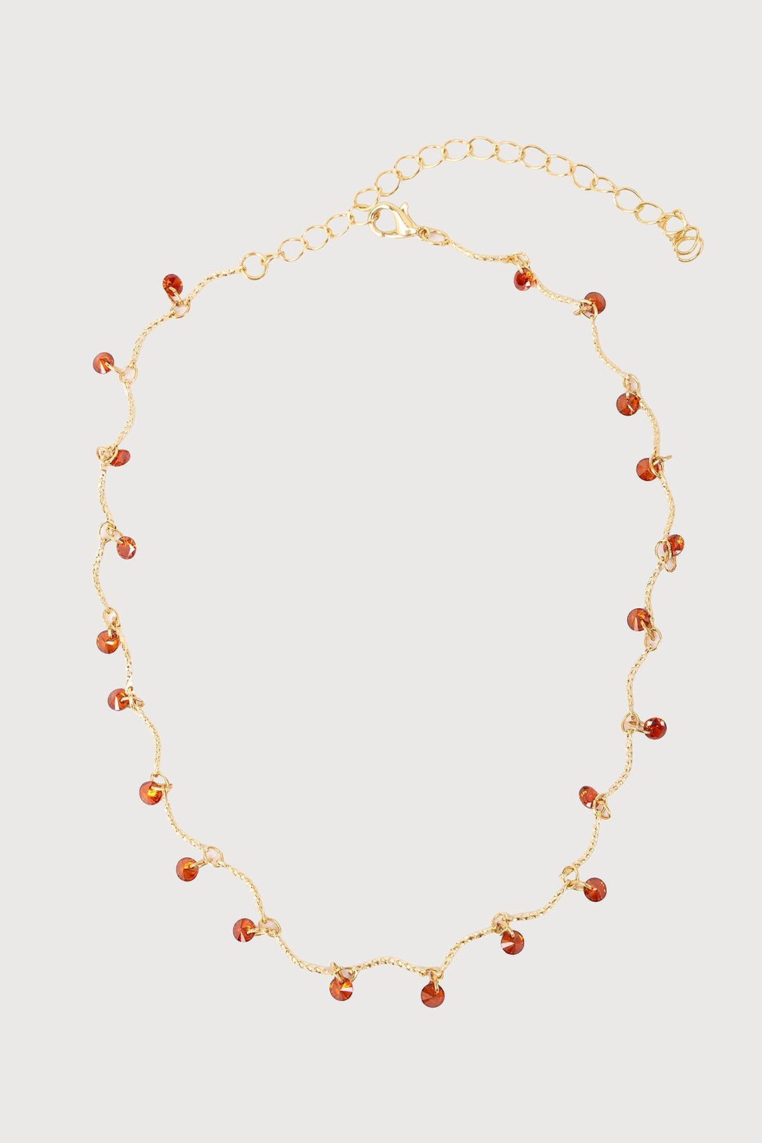 Crystal Dainty Station Necklace - Orange