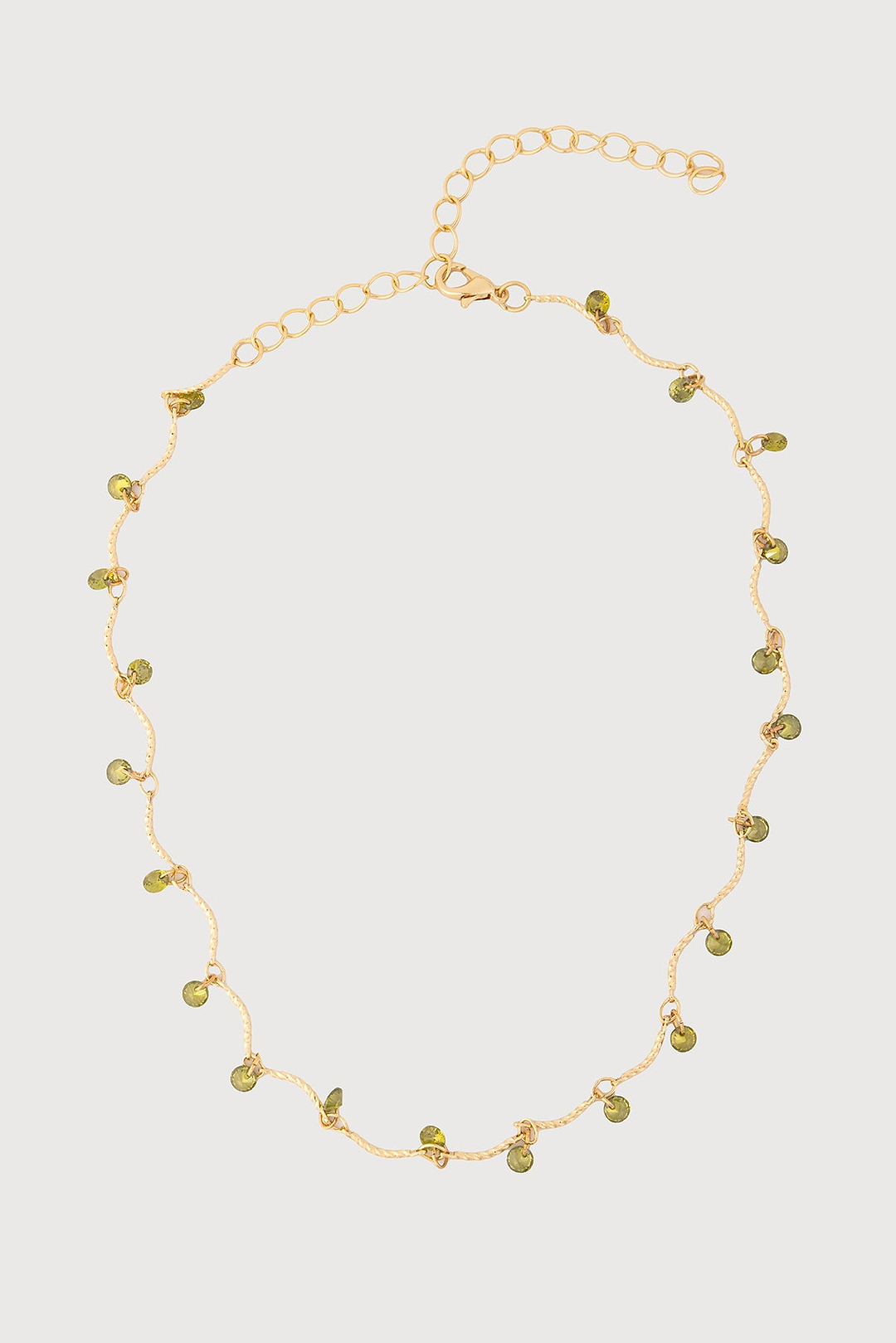 Crystal Dainty Station Necklace - Green