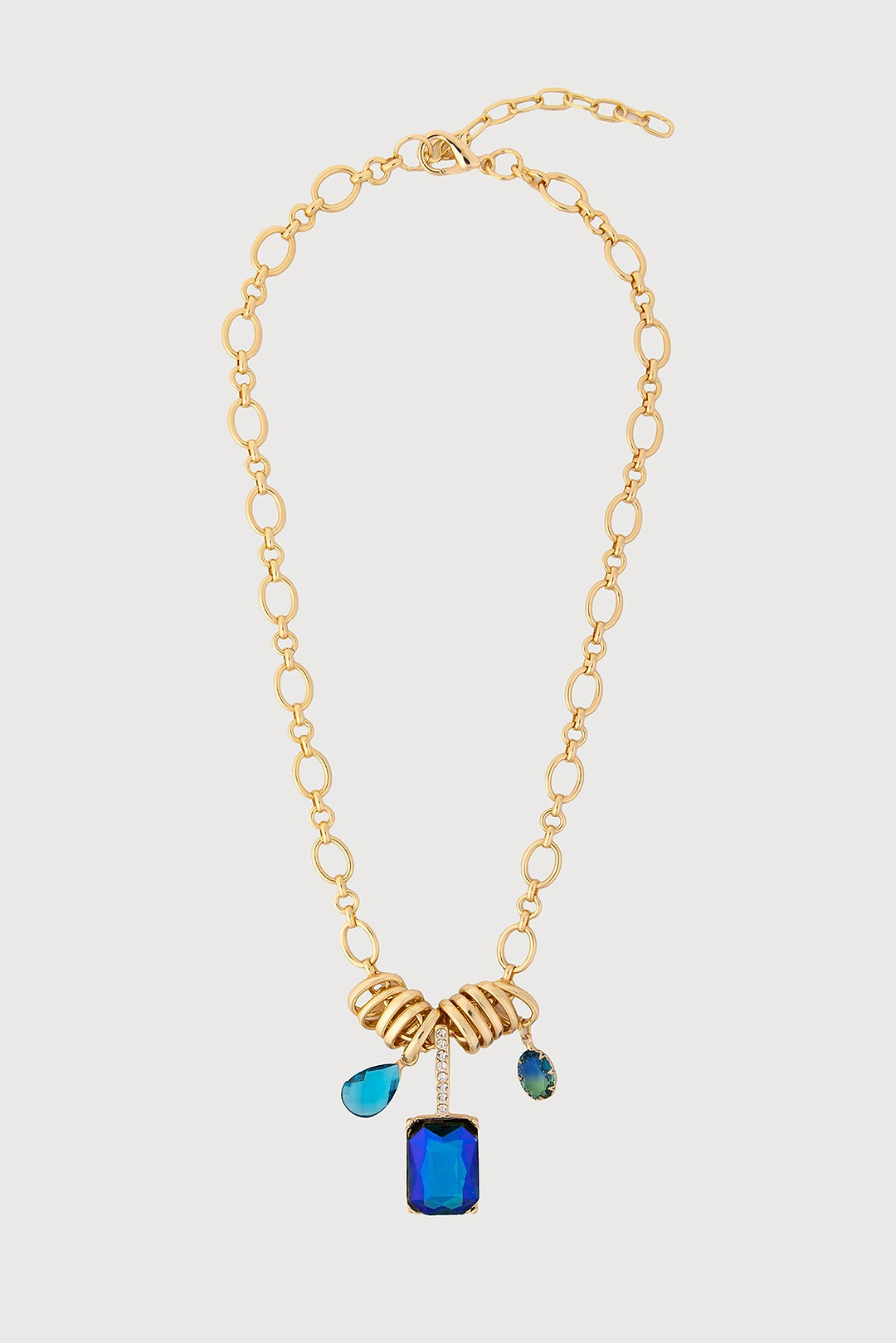 Jewel Charm Link Necklace - Blue