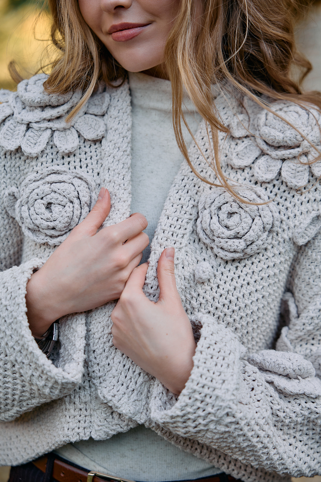 3D Floral Cardigan Sweater