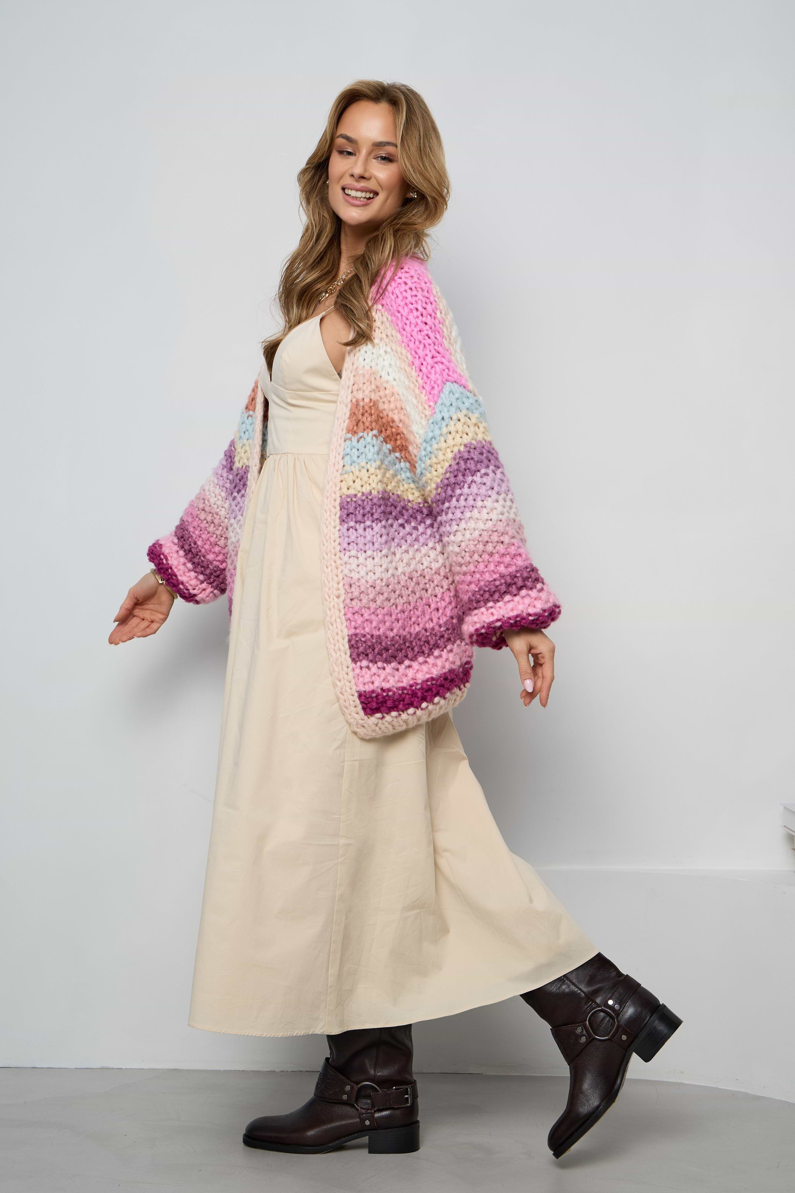 Rainbow Knitted Cardigan for Women | SAACHI