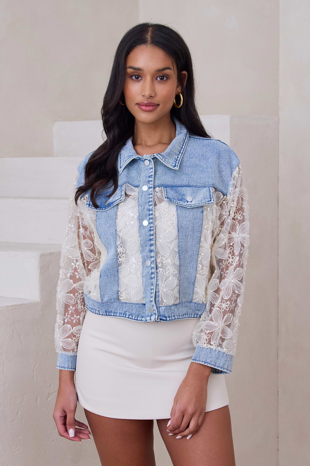 Denim Lace Jacket - Denim