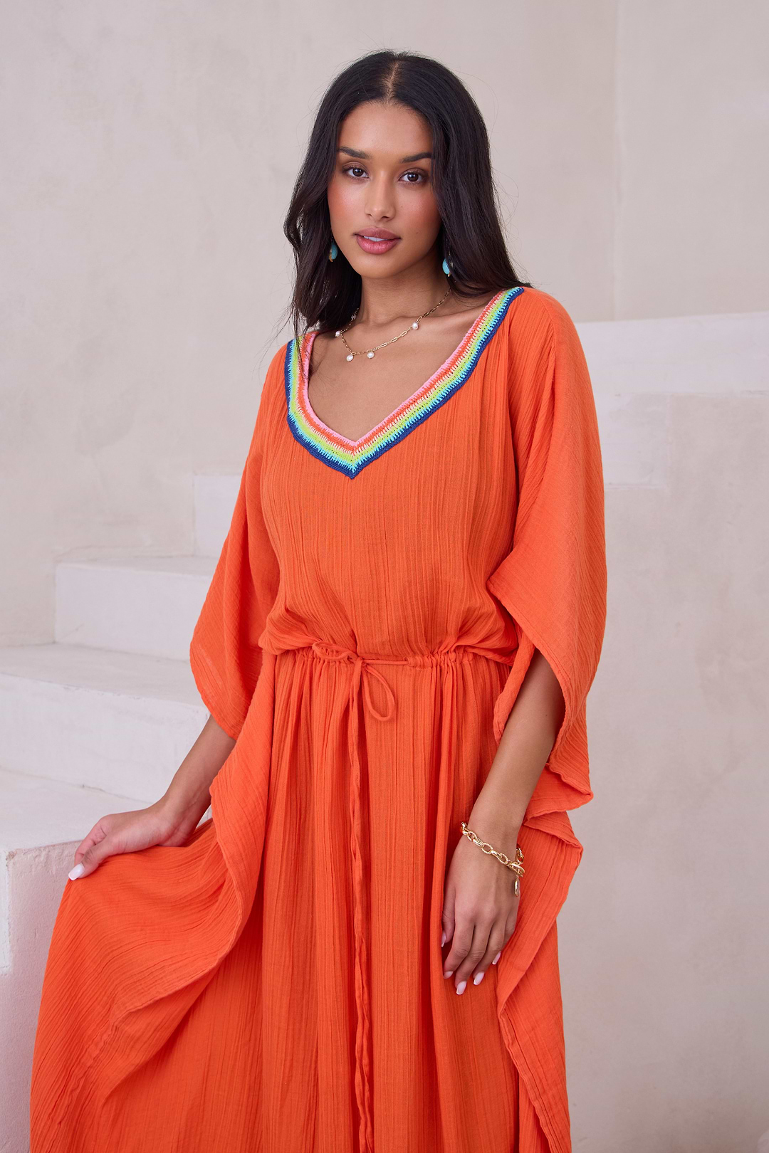Crochet Rainbow Kaftan Maxi