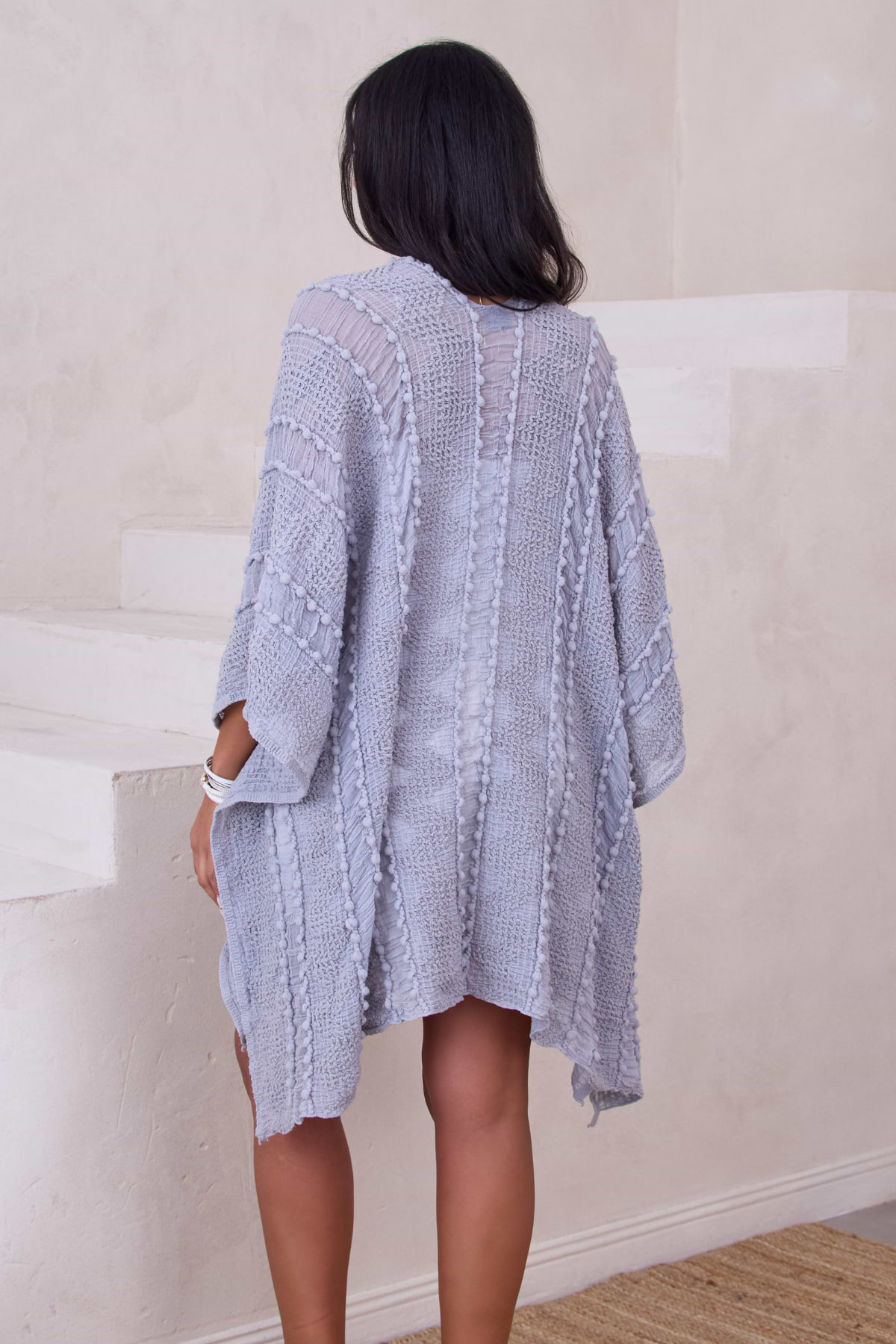 Bohemian Textured Kimono - Light Grey