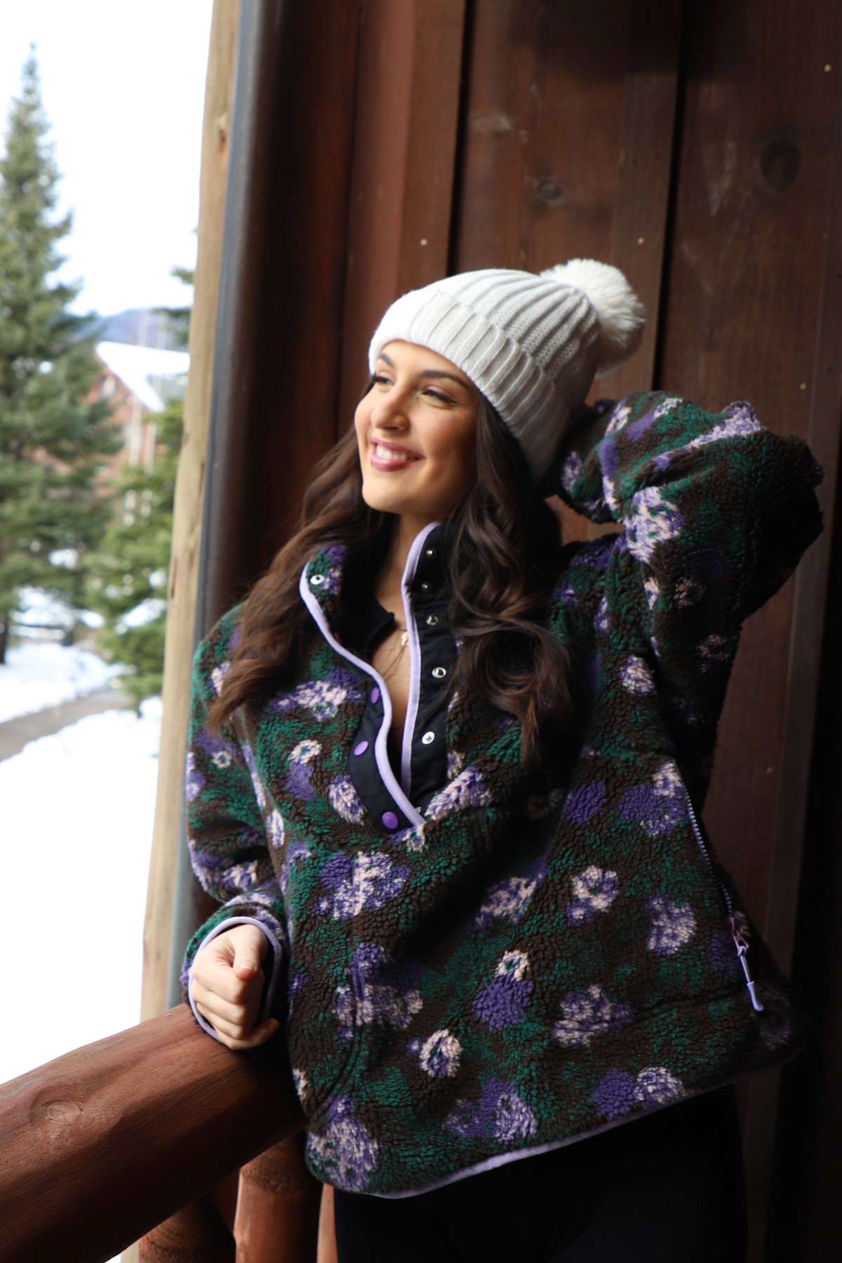 Floral Sherpa Pullover Jacket
