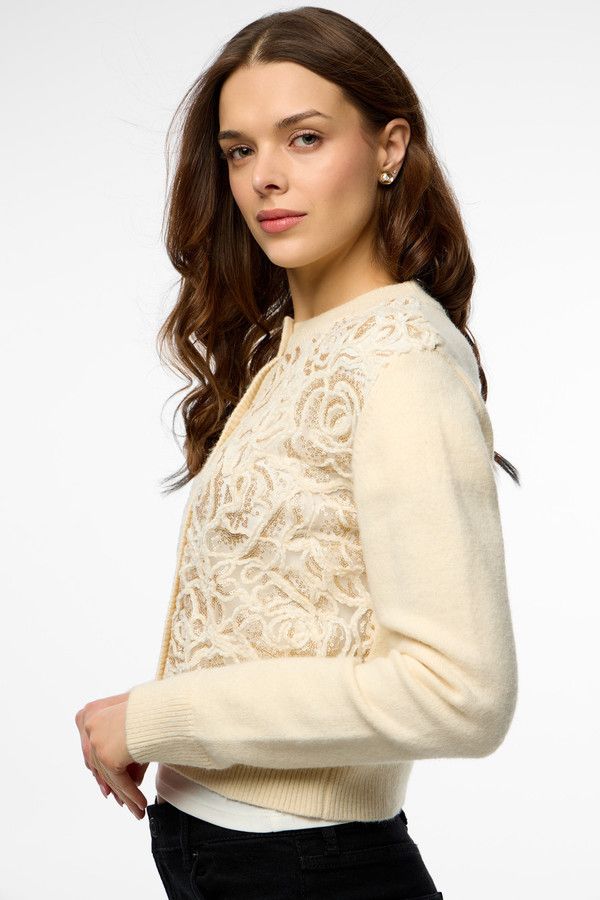 Floral Sketch Lace Cardigan - Ivory