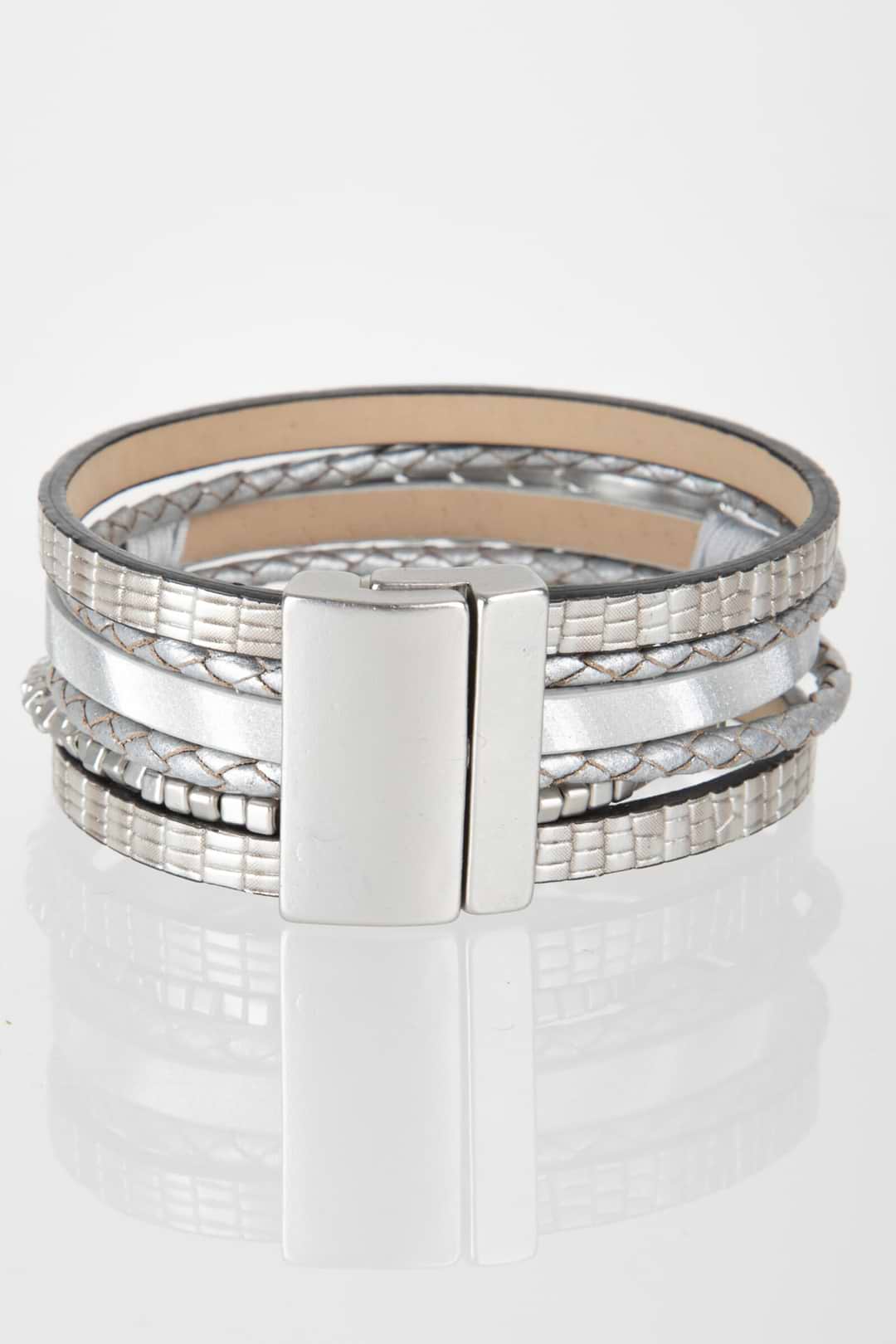 Natural Stones and Chain Leath - Grey