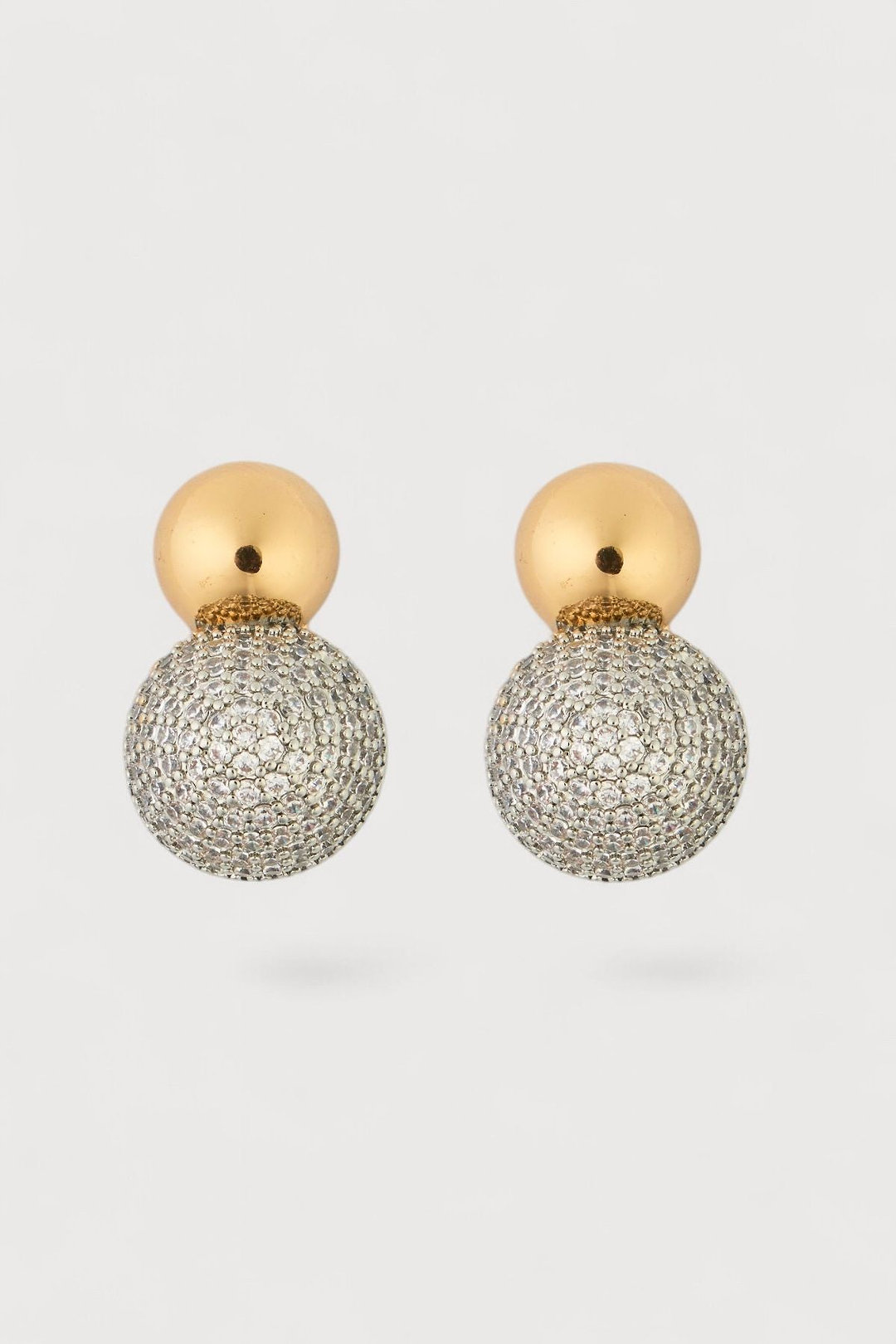 Pave Set Sphere Studs - Gold