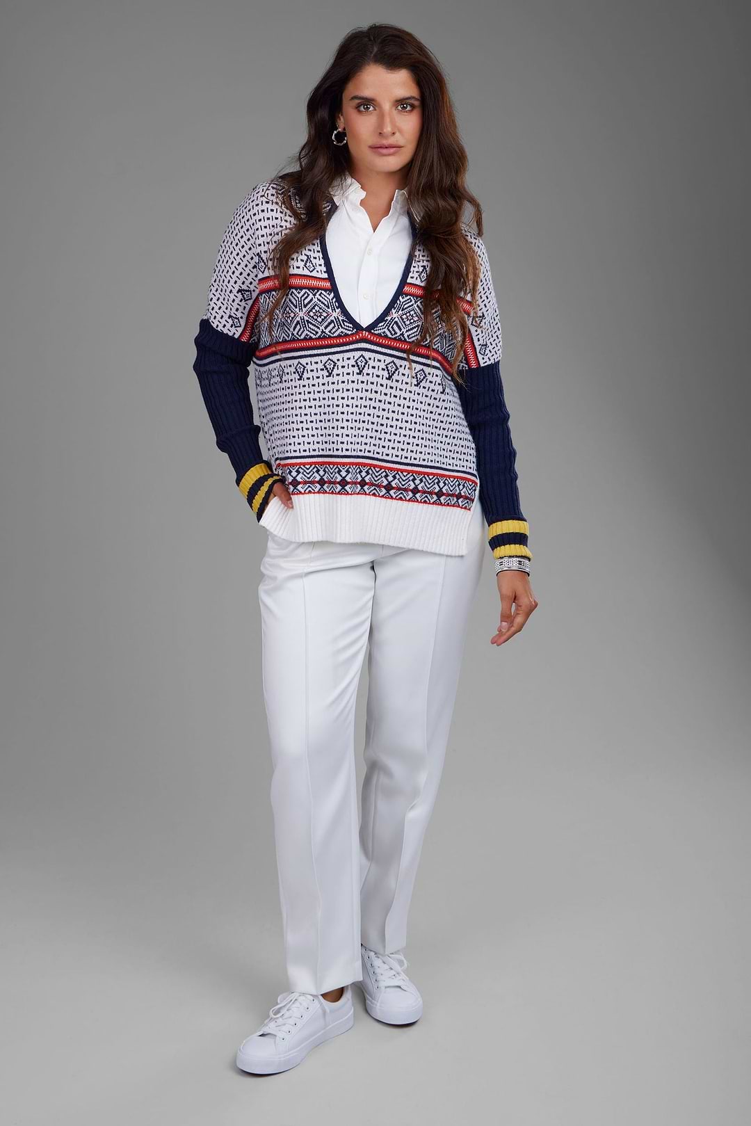 Nordic Knit Pullover Sweater - Blue Multi