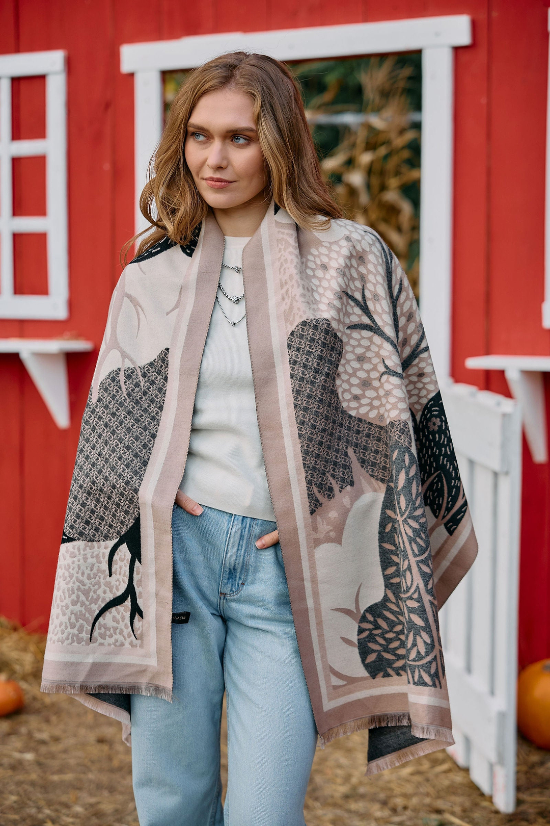 Nature Reversible Scarf in Beige
