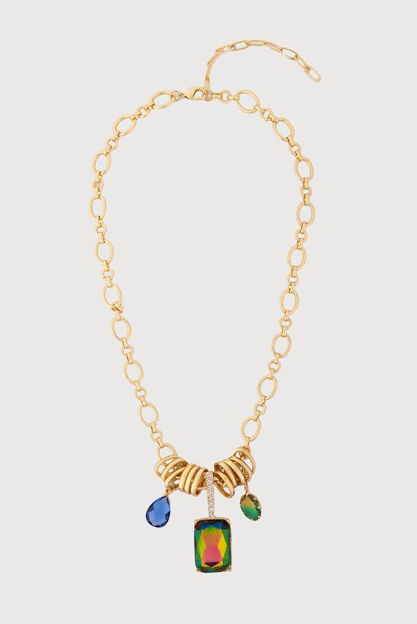 Jewel Charm Link Necklace - Multi