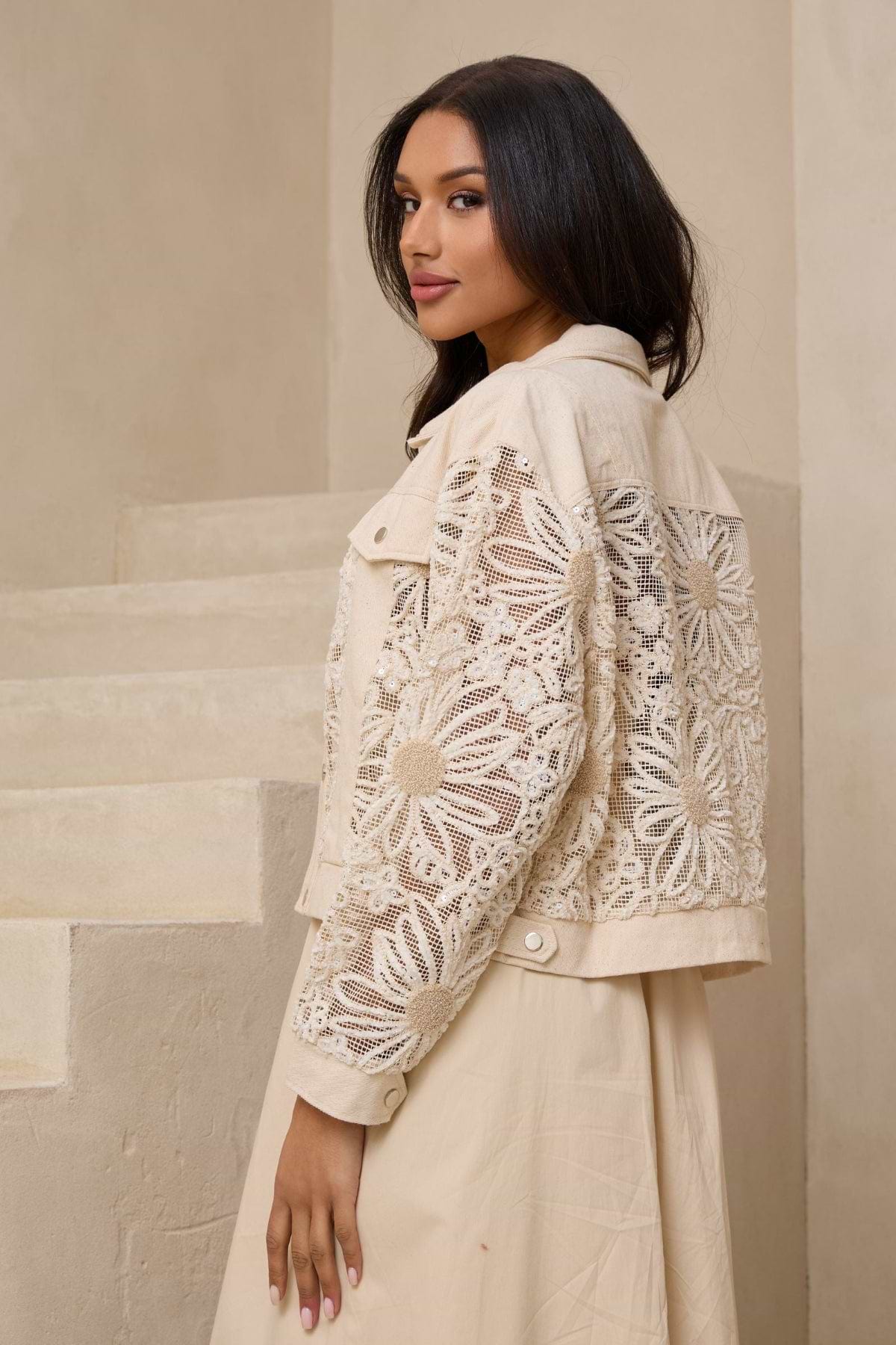 Denim Sequin Soft Lace Jacket – SAACHI