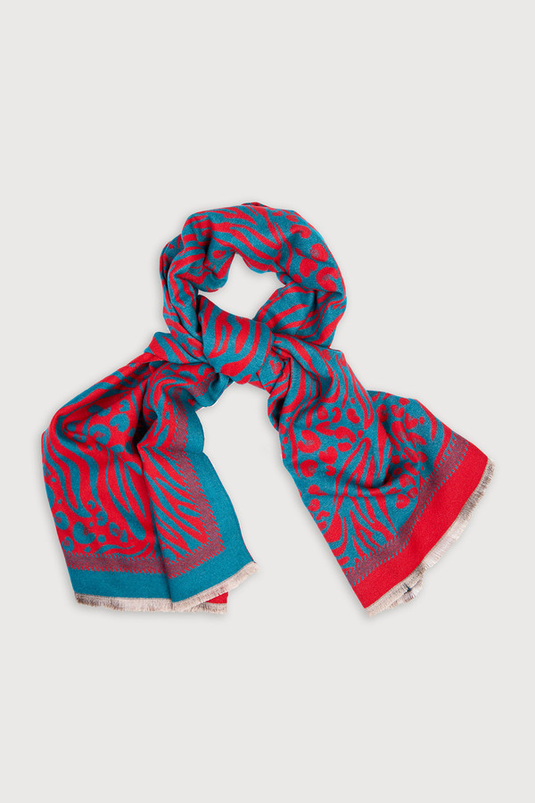 Animal Print Reversible Scarf - Red