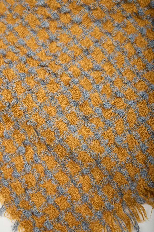 Crinkle Plaid Scarf - Dark yellow