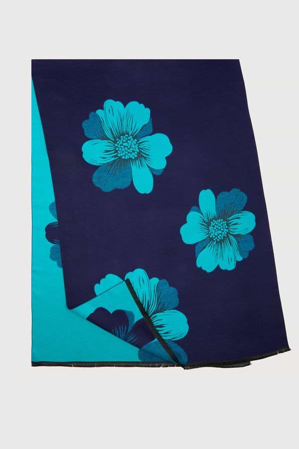 Fresh Floral Reversible Scarf - Blue Combo