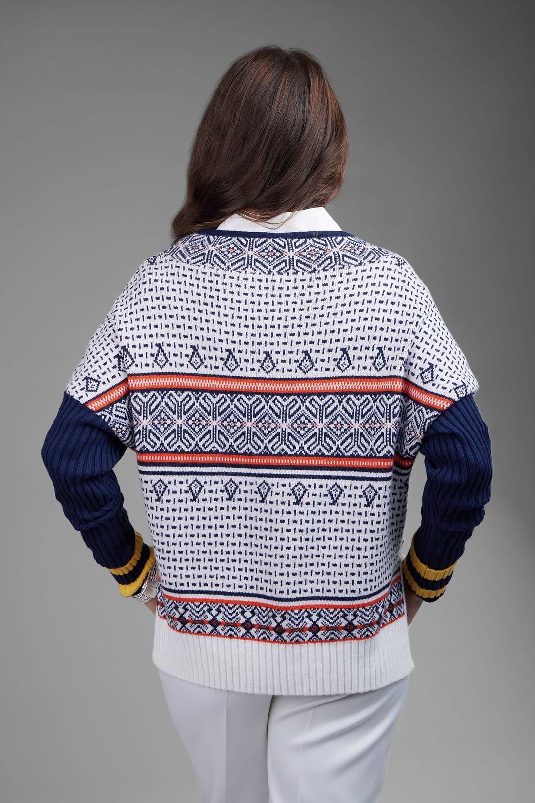 Nordic Knit Pullover Sweater - Blue Multi
