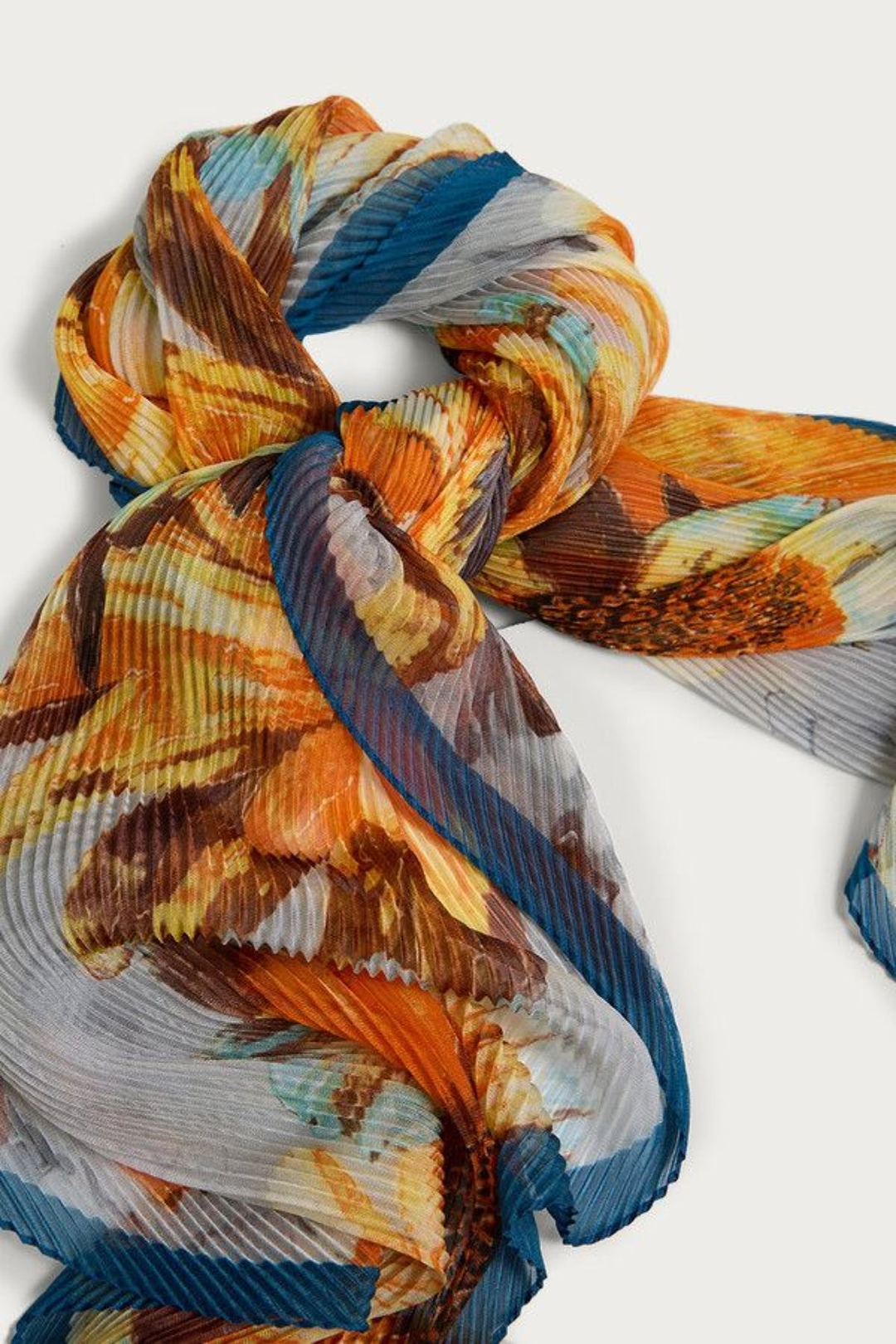 Floral Sunflower Pleated Scarf - Multi