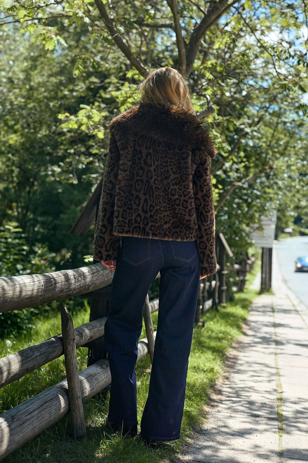 Animal Print Faux Fur Jacket - Dark Brown