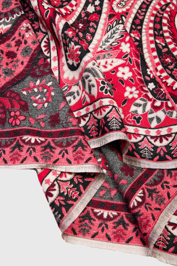 Paisley Motif Reversible Scarf - Red