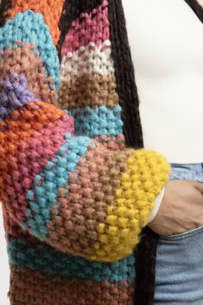 Rainbow Knitted Cardigan - Brown