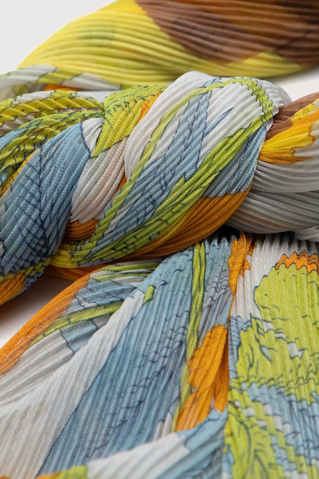 Pleated Springtime Floral Scarf yellow