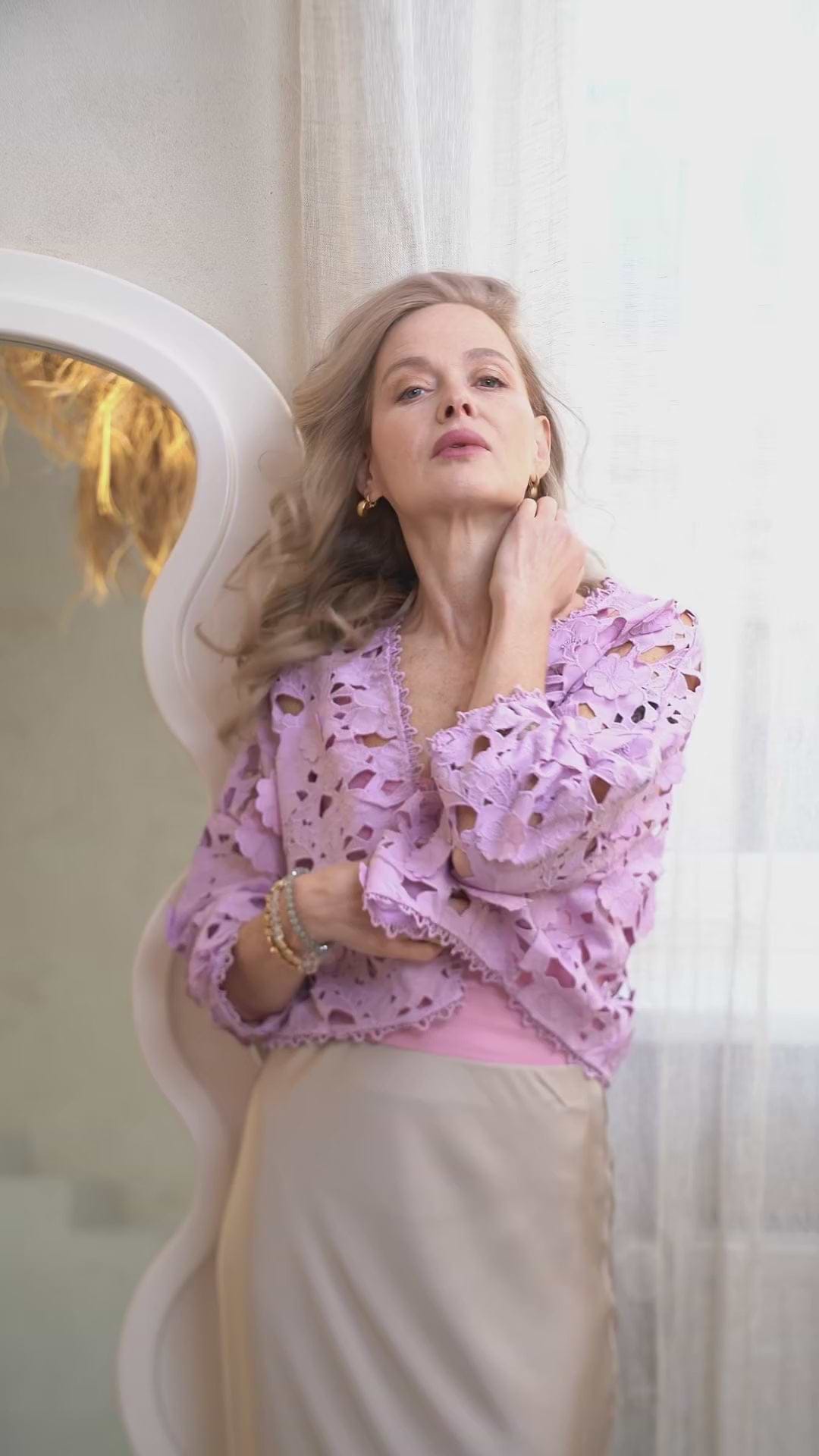Floral Lace Cut Out Bolero Purple