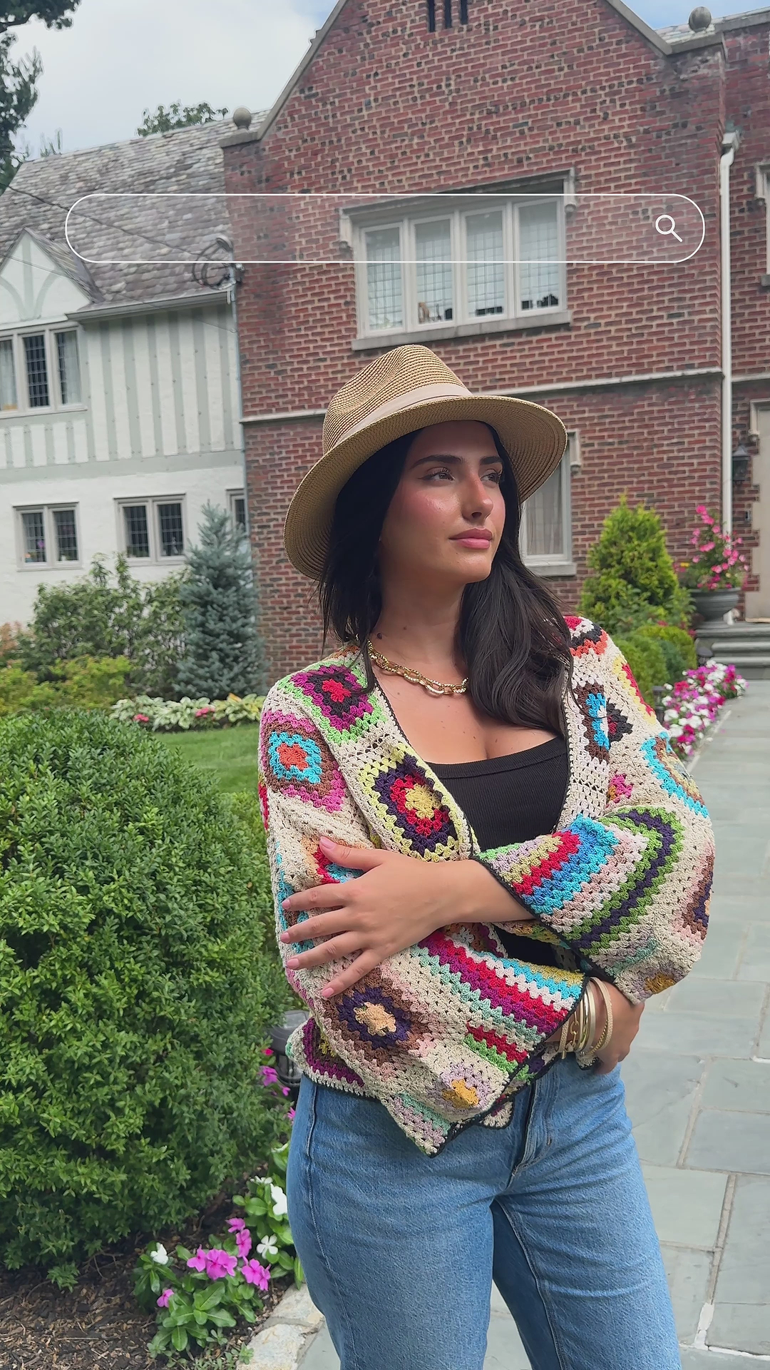 Granny Crochet Jacket Short - Dark Multi