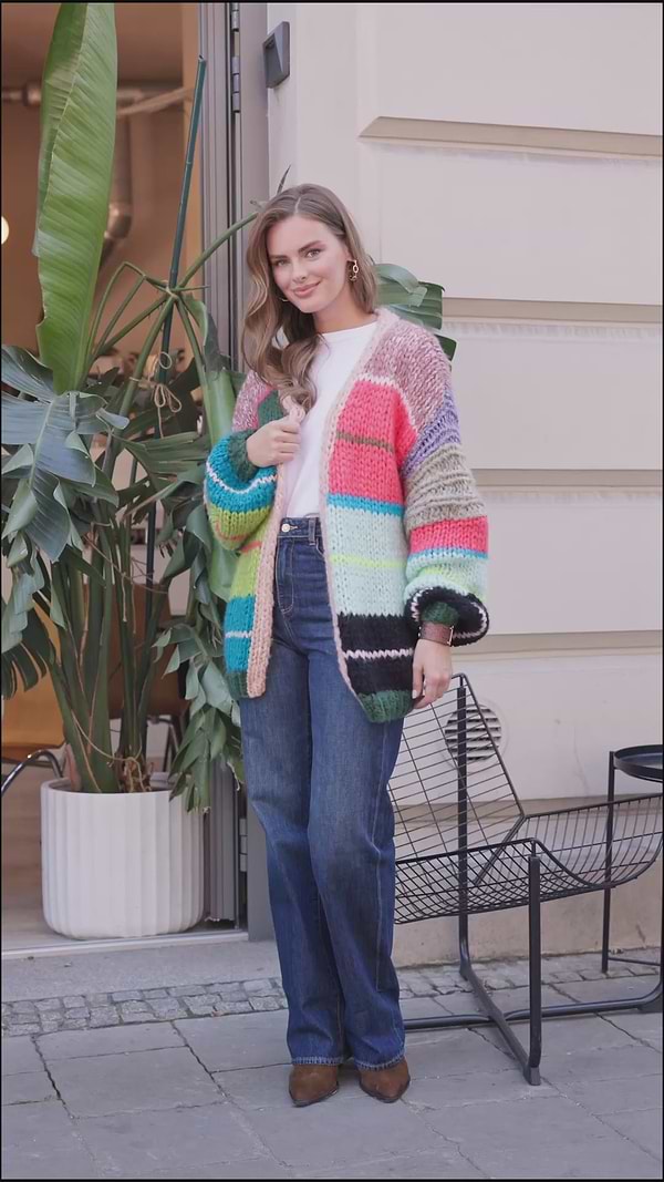 Knitted Rainbow Multitoned Cardigan | SAACHI