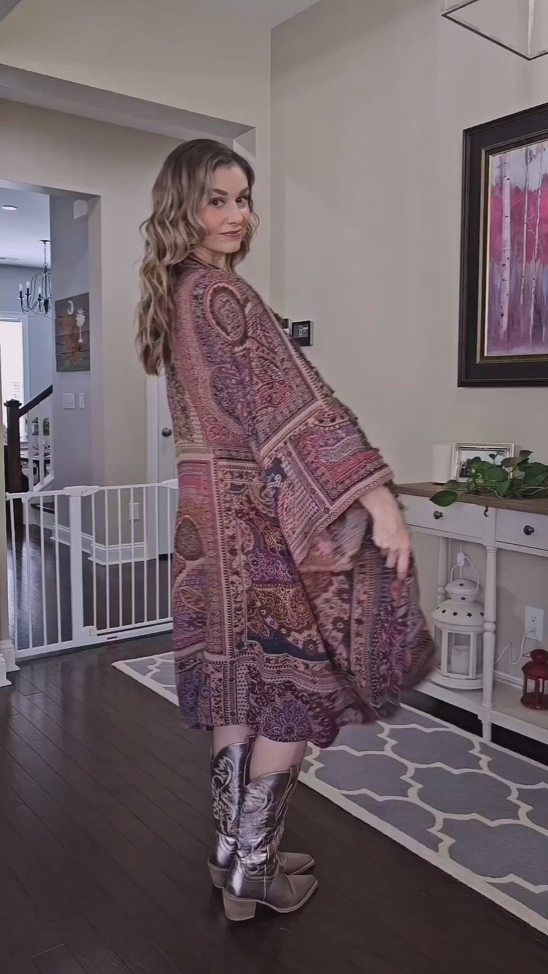 Woven Bohemian Vintage Kimono - Multi