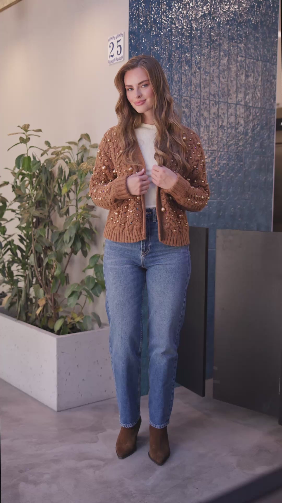 Holiday Cardigan Pearl Knit