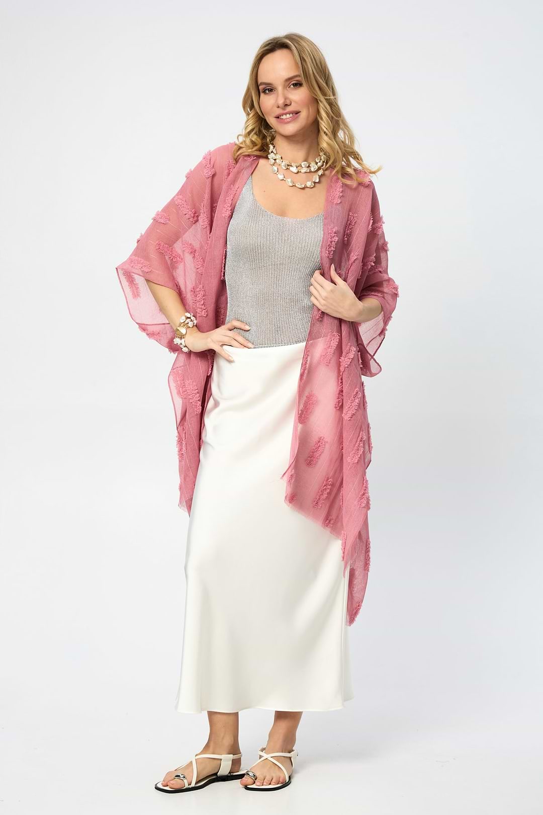 Textured Ruana - Pink
