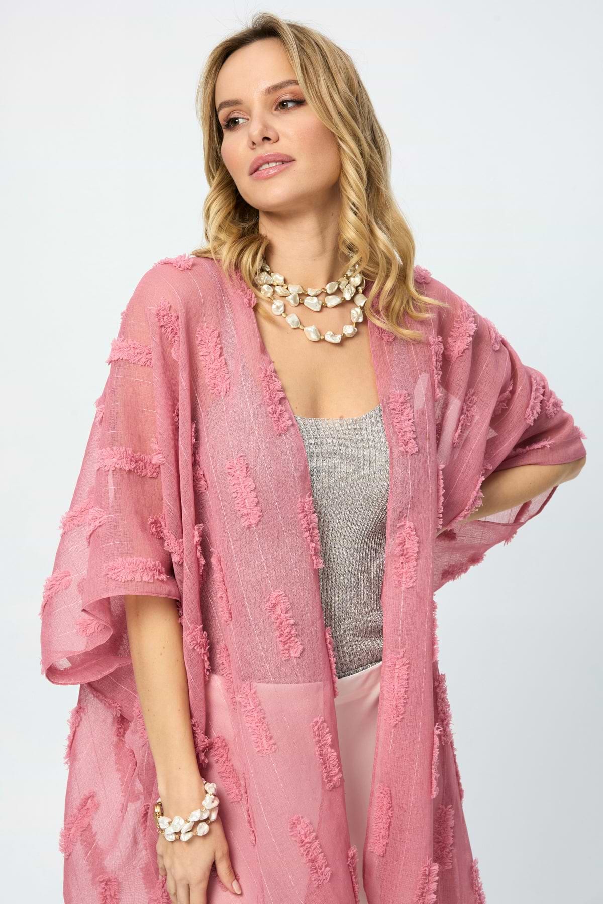 Textured Ruana - Pink