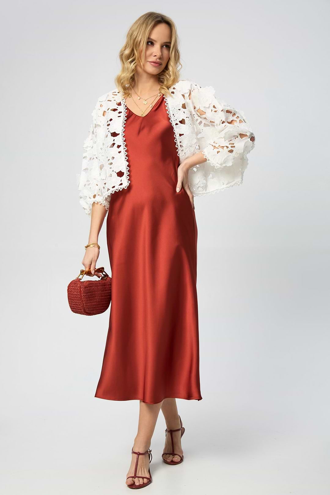 Floral Lace Cut Out Bolero White