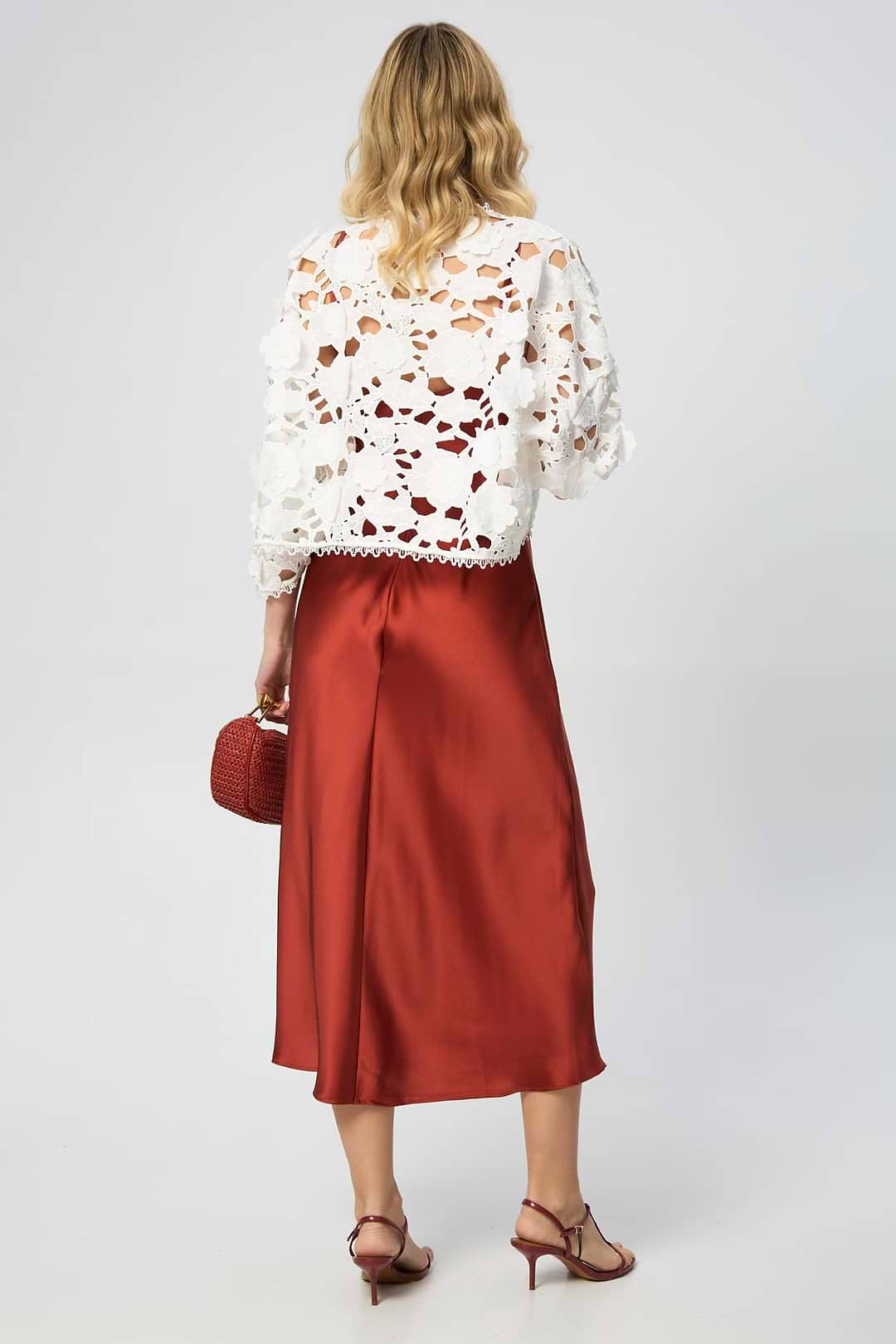 Floral Lace Cut Out Bolero White