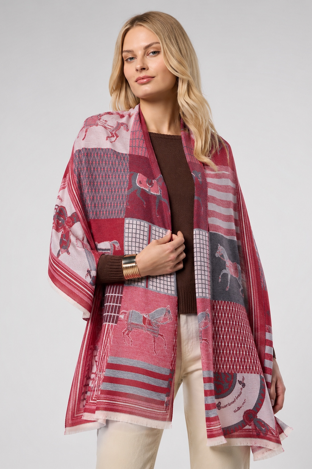 Equestrian Patchwork Knit Scarf