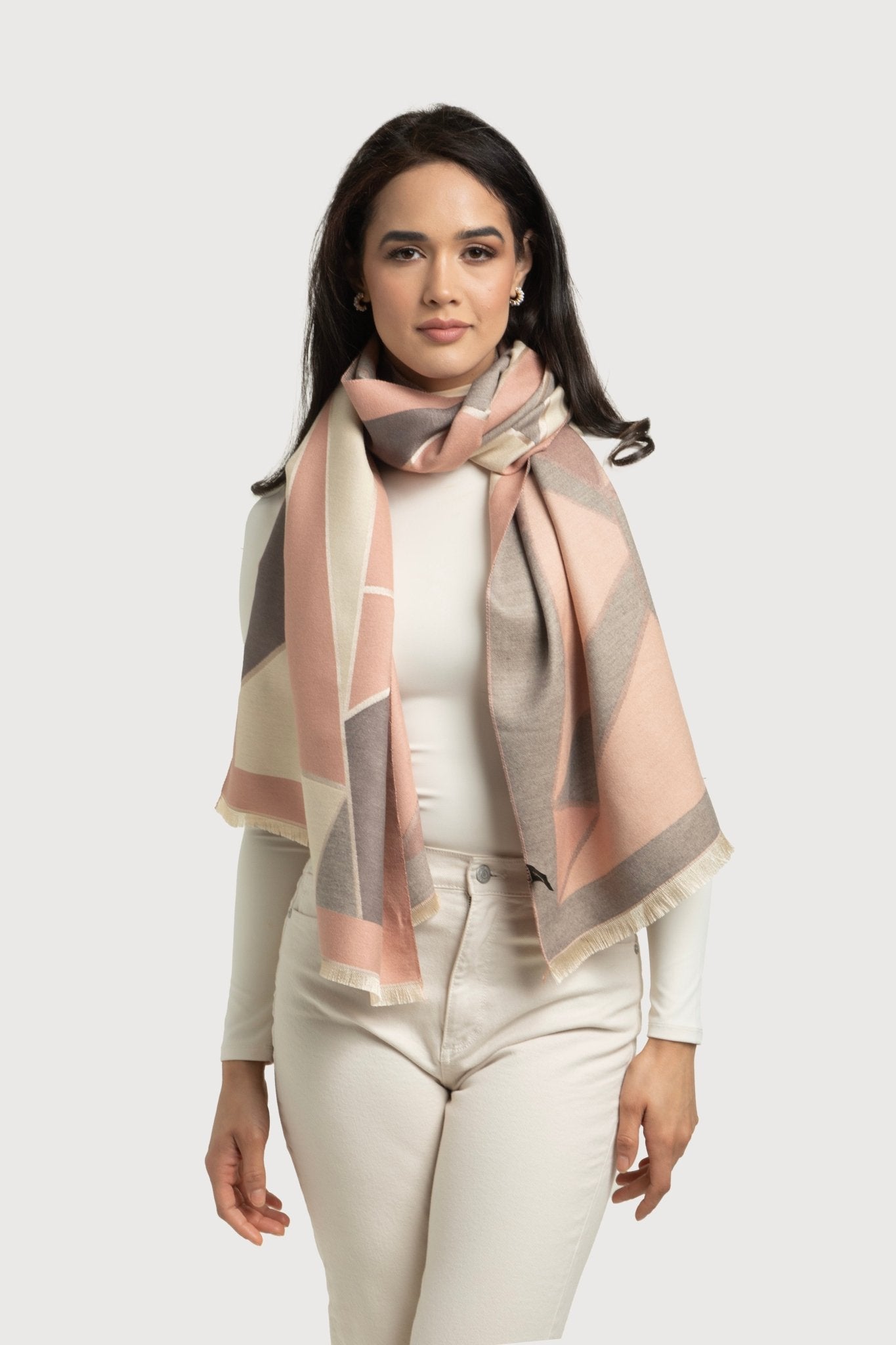 Reversible Geometric Scarf - Light Salmon