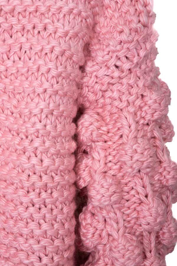 Knit Cardigan With Bauble Sleeves - Light Pink
