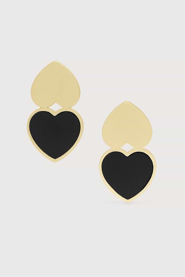 Heart Duo Earrings - Black