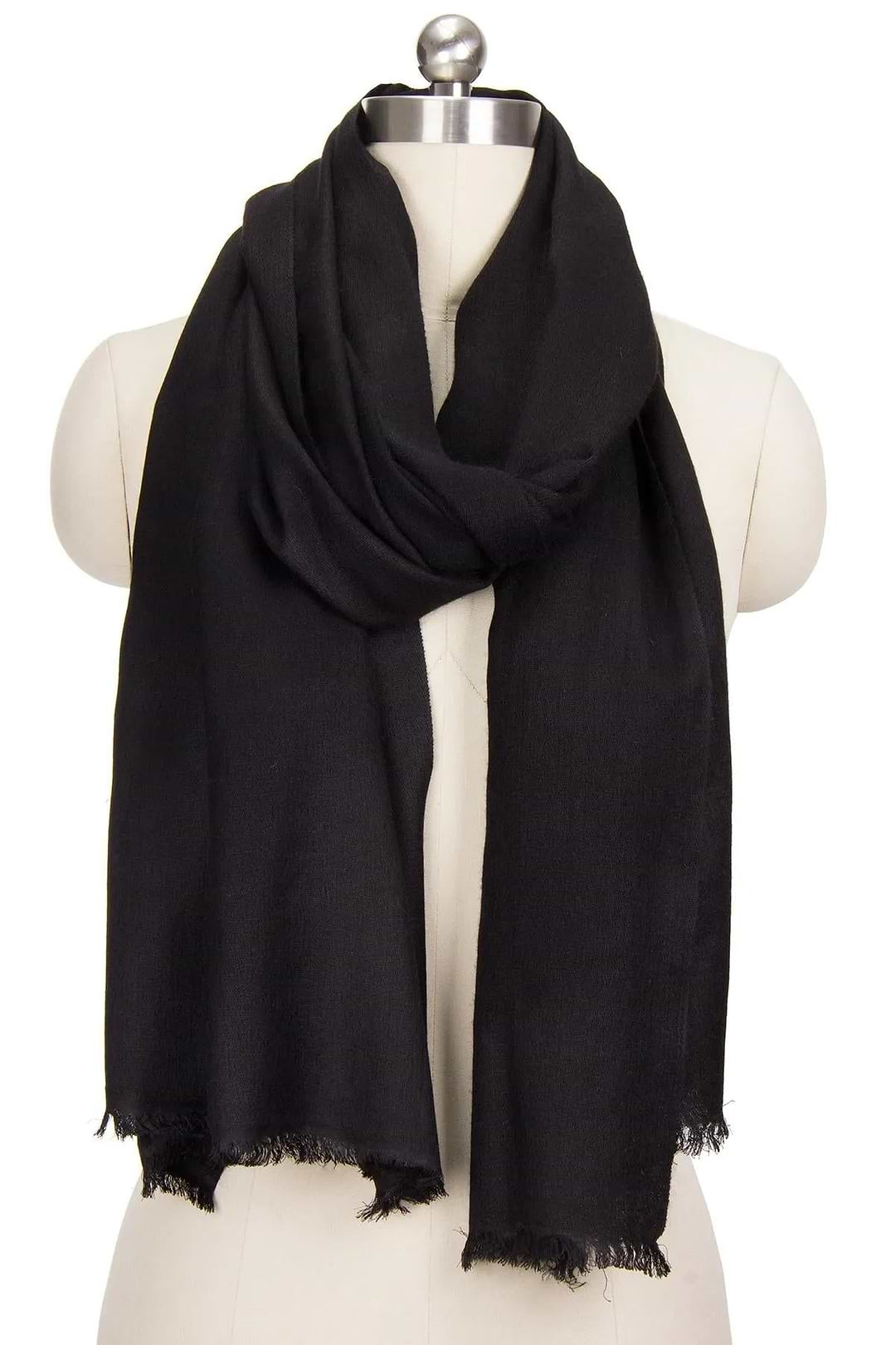 Cashmere Silk A Black Eyelash Scarf - Black