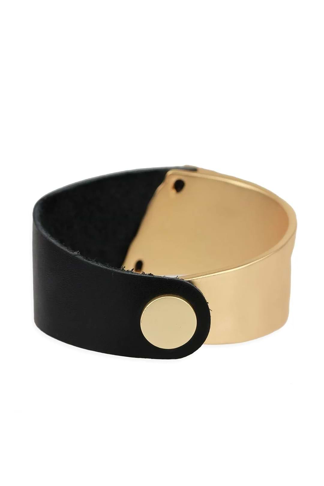 Leather Metal Statement Bracelet - SAACHI - Sienna