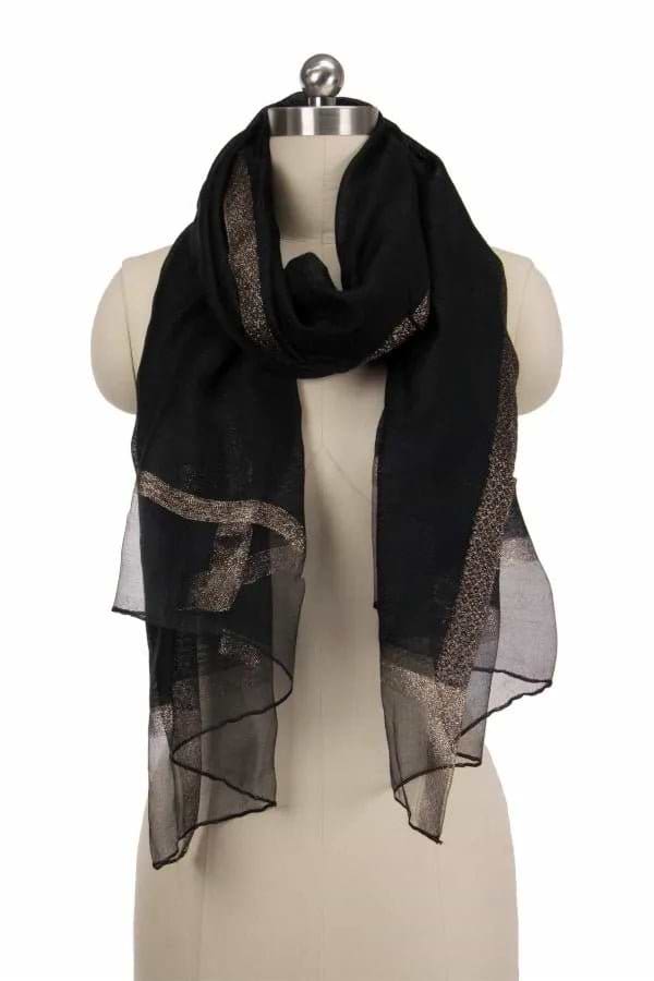Shimmer Border Scarf - Black