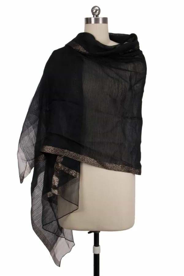Shimmer Border Scarf - Black