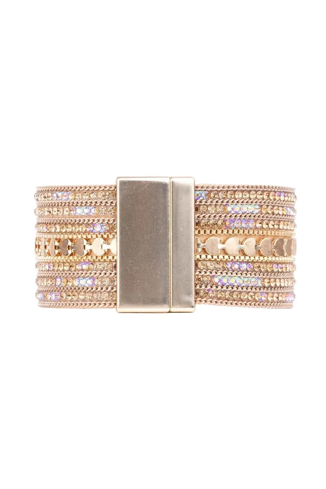 Faux Suede Glistening Gold Bracelet Gold