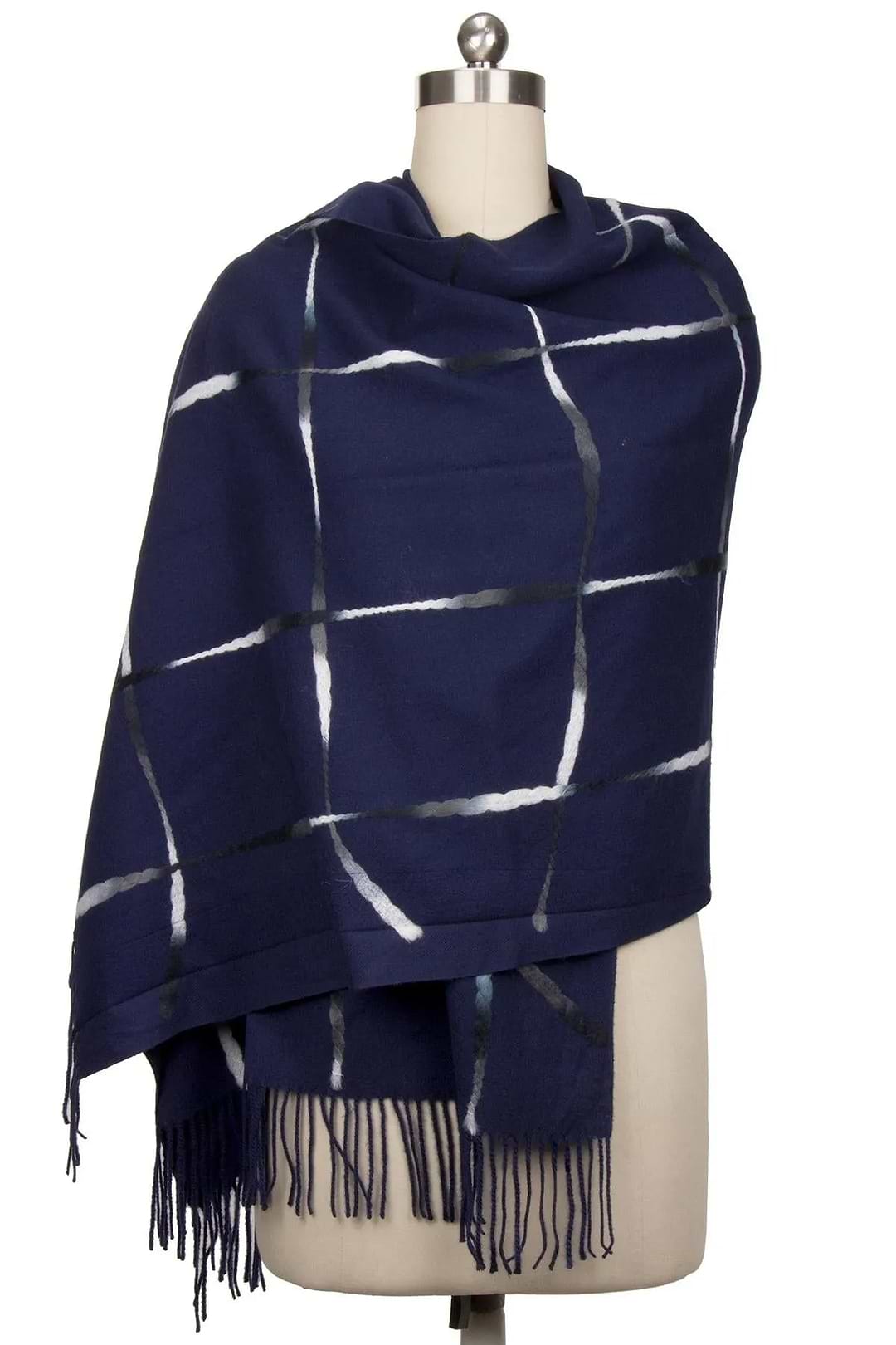 Window Fringed Scarf Dark Slate Blue