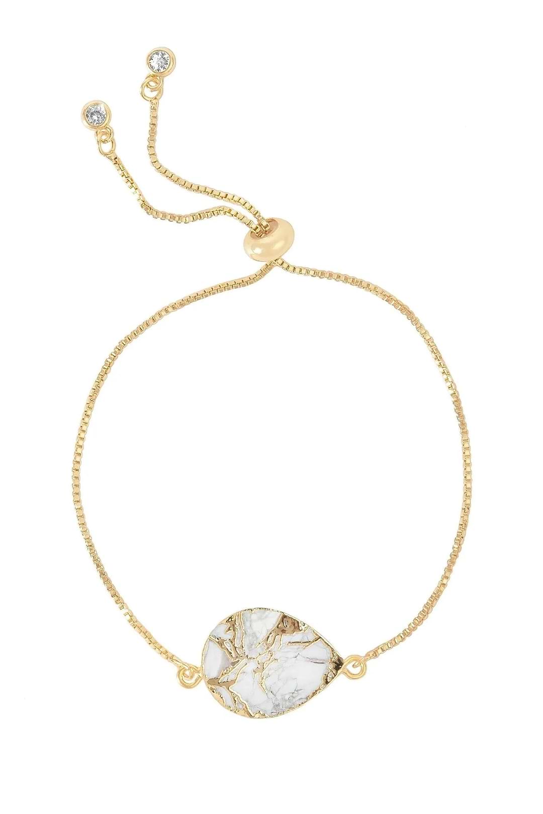 Mojave Pear Shape Gemstone Adjustable Bracelet White