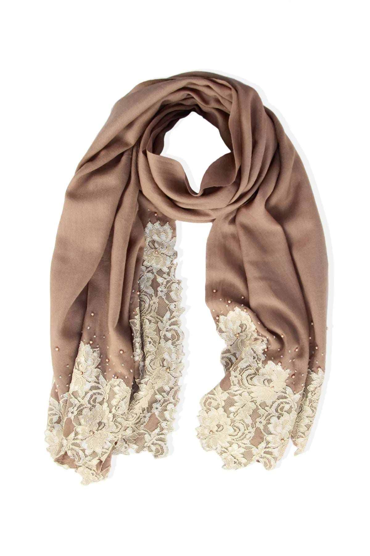 Beaded Floral Embroidered Scarf | SAACHI