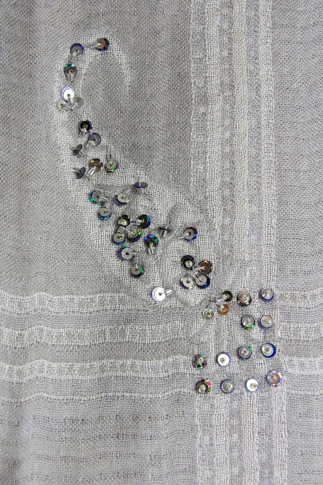 Sequin Oversized Block Scarf - Beige