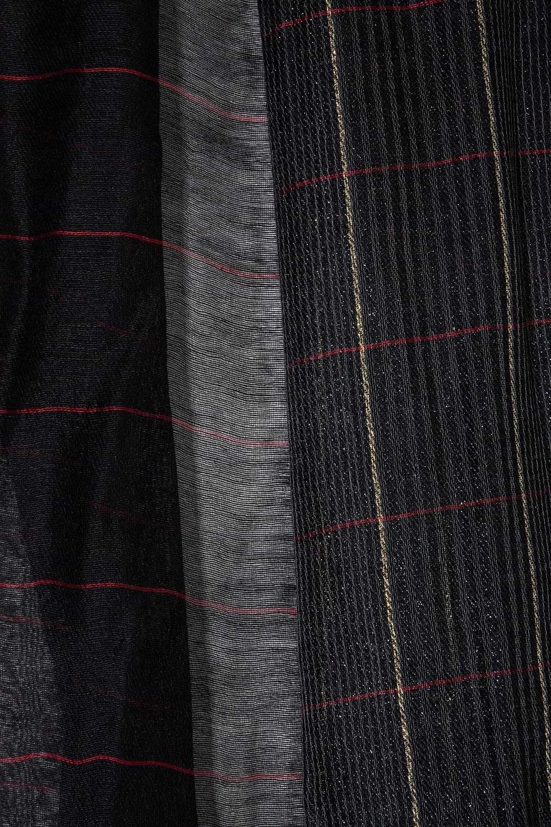 Plaid Patterned Reversible Scarf - Black