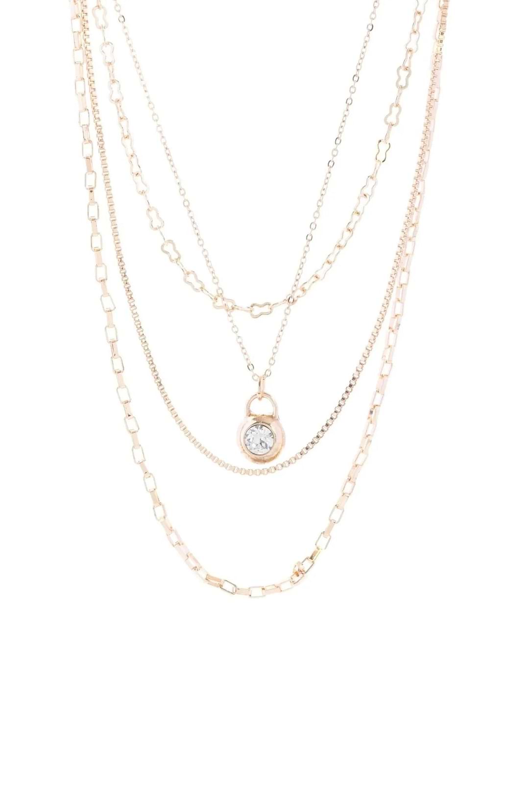 Layered Gold Chain Delicate Pendant Necklace - Gold